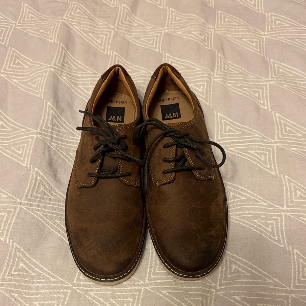 J&M Men's Classic Brown Leather Oxfords